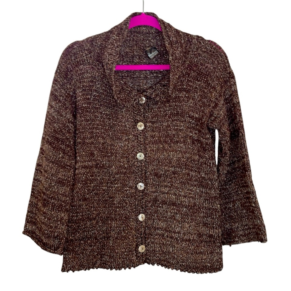 The Blaskets Collection made in Ireland wool knot cardigan neutrals earthy